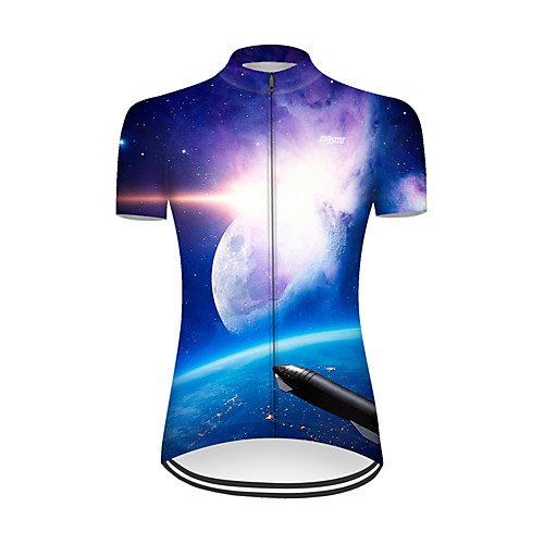 

21Grams Women's Short Sleeve Cycling Jersey Nylon Blue / White Gradient 3D Rocket Bike Jersey Top Mountain Bike MTB Road Bike Cycling Breathable Quick Dry Sports Clothing Apparel / Micro-elastic