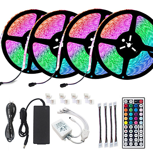 

20M LED Light Strips RGB Tiktok Lights Not-Waterproof SMD 5050 10mm 600LEDs Rope Lighting Color Changing Full Kit with 44-keys IR Remote Controller LED Lighting Strips for Home Kitchen Indoor Decorati