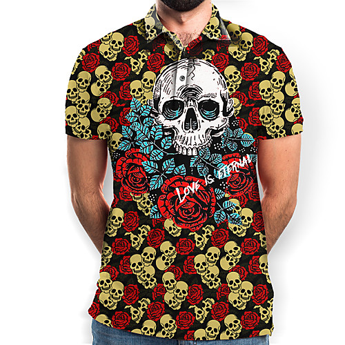 

Men's Graphic Skull Polo Basic Elegant Daily Going out Rainbow