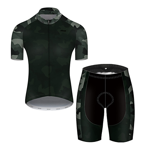 

21Grams Men's Short Sleeve Cycling Jersey with Shorts Nylon Polyester Camouflage Patchwork Camo / Camouflage Bike Clothing Suit Breathable 3D Pad Quick Dry Ultraviolet Resistant Reflective Strips