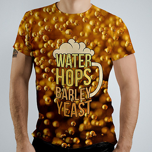 

Men's Graphic Letter Print T-shirt Basic Daily Yellow
