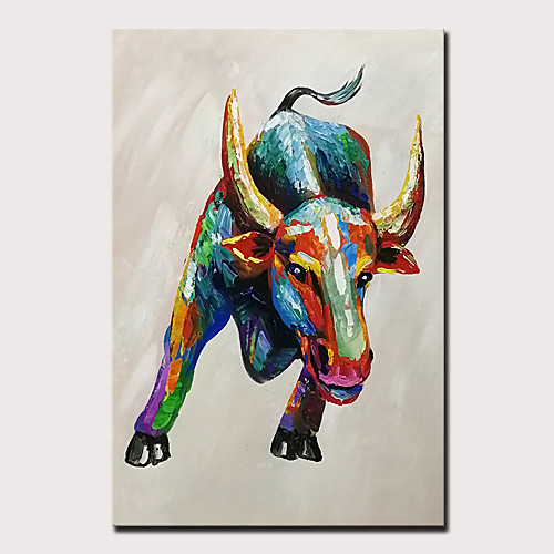 

Oil Painting Hand Painted Vertical Animals Pop Art Modern Stretched Canvas