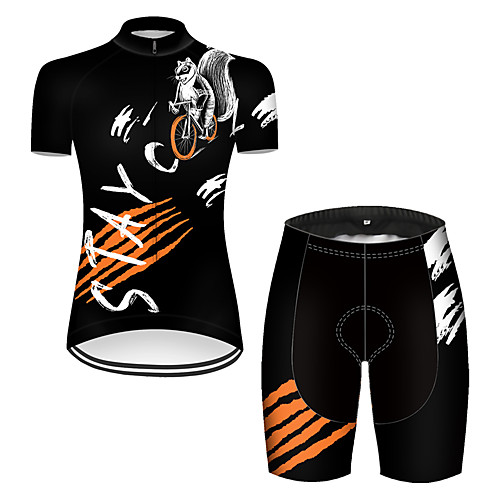 

21Grams Women's Short Sleeve Cycling Jersey with Shorts Black / White Bike Breathable Sports Patterned Mountain Bike MTB Road Bike Cycling Clothing Apparel / Stretchy
