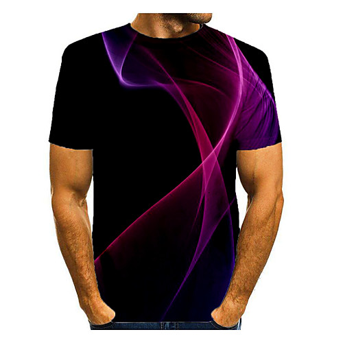 

Men's T shirt Galaxy Graphic Optical Illusion Print Short Sleeve Daily Tops Basic Purple