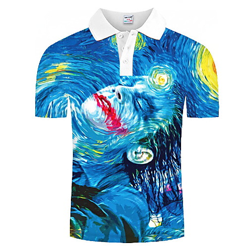 

Men's Graphic Print Polo Daily Blue