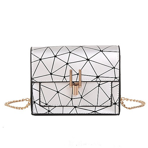 

Women's Zipper PU Crossbody Bag White / Black / Silver
