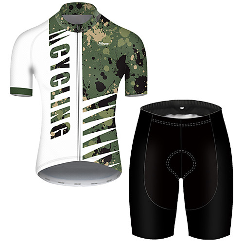 

21Grams Men's Short Sleeve Cycling Jersey with Shorts Nylon Polyester Camouflage Patchwork Camo / Camouflage Bike Clothing Suit Breathable 3D Pad Quick Dry Ultraviolet Resistant Reflective Strips