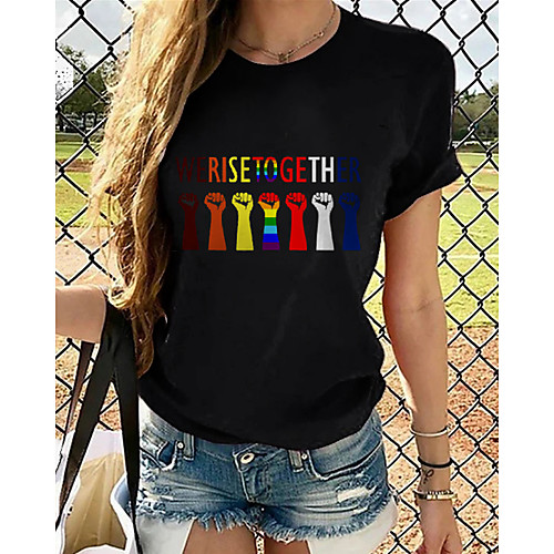 

Women's T-shirt Plus Size Graphic 3D Print Tops - Print Round Neck Loose Basic Daily Spring Summer Rainbow XS S M L XL 2XL 3XL 4XL 5XL 6XL / Going out
