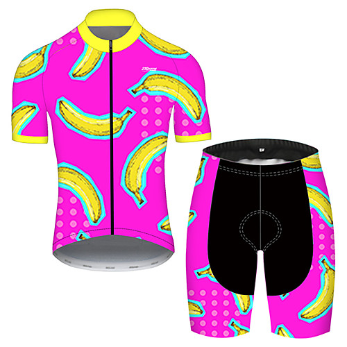 

21Grams Men's Short Sleeve Cycling Jersey with Shorts Nylon Polyester Red / Yellow Fruit Banana Bike Clothing Suit Breathable 3D Pad Quick Dry Ultraviolet Resistant Reflective Strips Sports Fruit