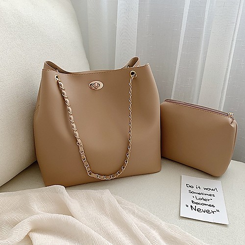 

Women's PU Bag Set Solid Color 2 Pieces Purse Set Black / Khaki / Brown