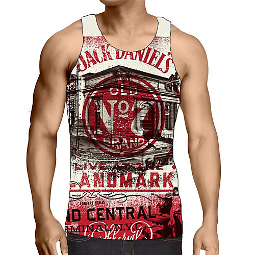 

Men's Graphic Letter Print Tank Top Street chic Exaggerated Daily Going out Rainbow