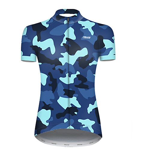 

21Grams Women's Short Sleeve Cycling Jersey Nylon Polyester Black / Blue Patchwork Camo / Camouflage Bike Jersey Top Mountain Bike MTB Road Bike Cycling Breathable Quick Dry Ultraviolet Resistant