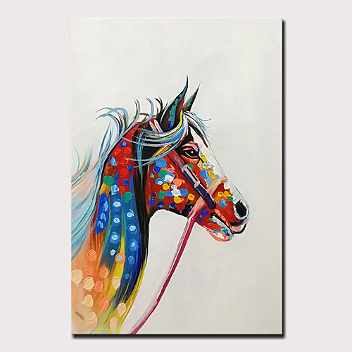 

Oil Painting Hand Painted Vertical Animals Pop Art Modern Stretched Canvas