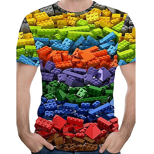 

Men's Daily T-shirt Graphic Print Short Sleeve Tops Round Neck Rainbow