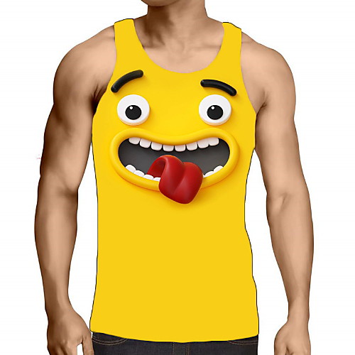 

Men's Graphic Print Tank Top Daily Yellow