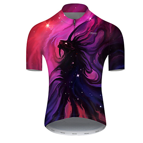 

21Grams Men's Short Sleeve Cycling Jersey Violet Animal Bike Top Mountain Bike MTB Road Bike Cycling Breathable Sports Clothing Apparel / Micro-elastic