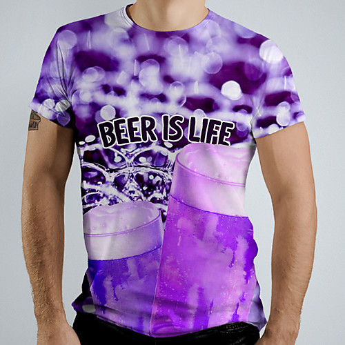 

Men's Graphic Letter Print T-shirt Basic Daily Purple