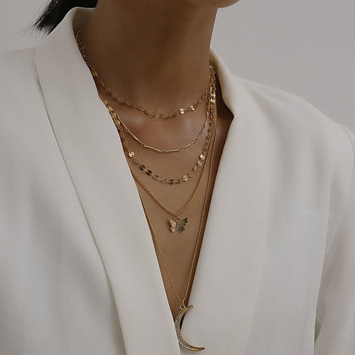 

Women's Pendant Necklace Coin Butterfly Korean Fashion Chrome Iron Gold 30 cm Necklace Jewelry For Masquerade Street