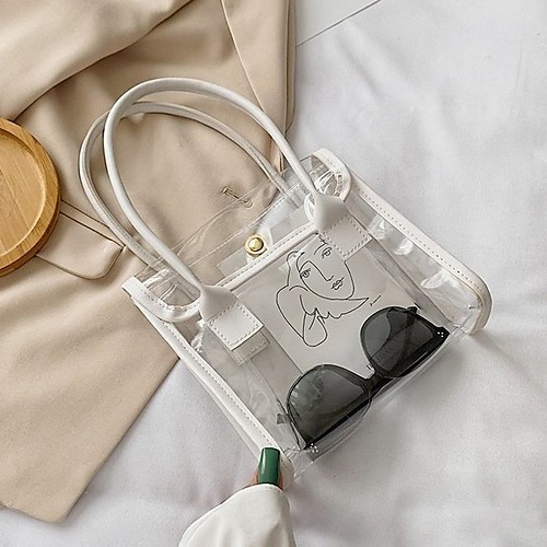 

Women's PU Top Handle Bag Solid Color White / Black