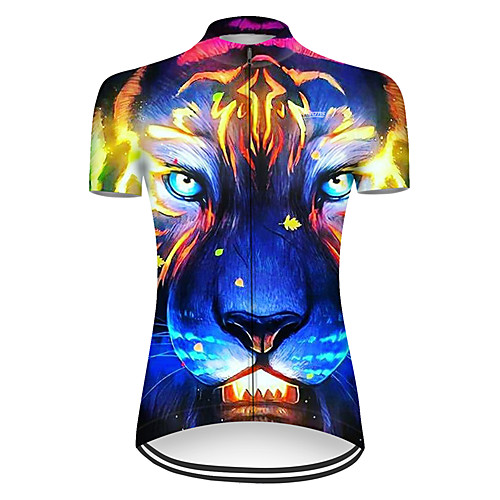 

21Grams Women's Short Sleeve Cycling Jersey Nylon Polyester BlueYellow Gradient Animal Tiger Bike Jersey Top Mountain Bike MTB Road Bike Cycling Breathable Quick Dry Ultraviolet Resistant Sports