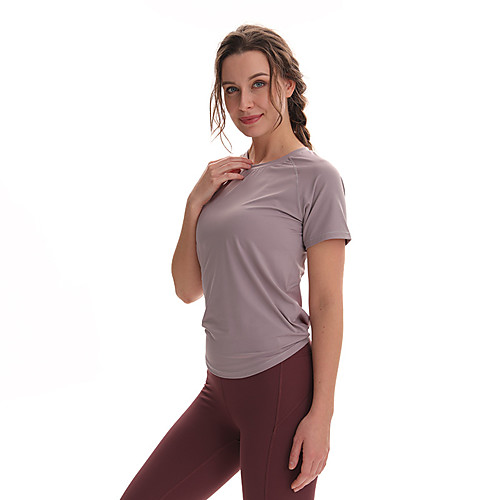 

Women's Yoga Top Split Asymetric Hem Fashion White Black Pink Gray Elastane Yoga Running Fitness Tee / T-shirt Short Sleeve Sport Activewear Breathable Comfort Quick Dry Stretchy