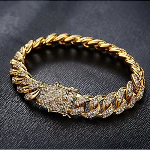 

Men's White Bracelet Cuban Link Weave Trendy Alloy Bracelet Jewelry Gold / Silver For Party Evening