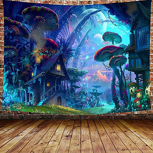 

Wall Tapestry Art Decor Blanket Curtain Picnic Tablecloth Hanging Home Bedroom Living Room Dorm Decoration Cartoon Fantasy Fairy Tale Mushroom Forrest House