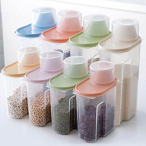 

Transparent Grain Cereal Kitchen Storage Tank 1 Set 4Pcs 2.5L