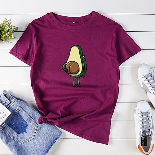 

Women's Cartoon T-shirt Daily White / Black / Purple / Yellow / Blushing Pink / Green / Beige / Gray