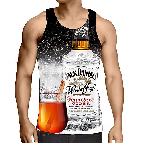 

Men's Graphic Letter Print Tank Top Street chic Exaggerated Daily Going out Rainbow