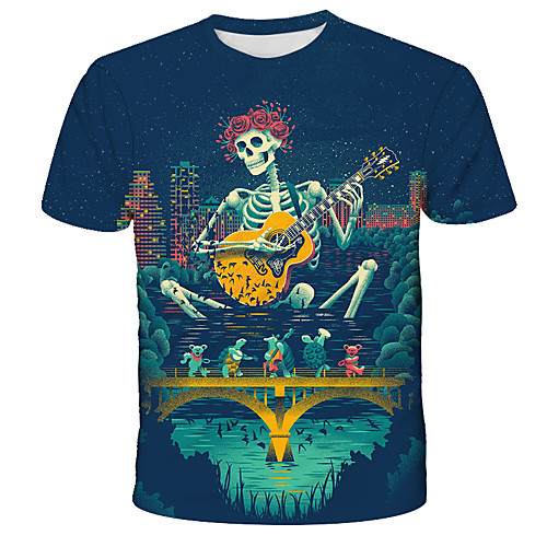 

Men's Graphic Skull Print T-shirt Street chic Exaggerated Daily Holiday Rainbow