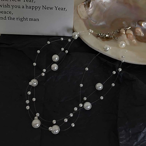 

Women's Statement Necklace Necklace Artistic Unique Design Elegant Trendy Freshwater Pearl White 35 cm Necklace Jewelry For Party Evening Masquerade Engagement Prom Festival