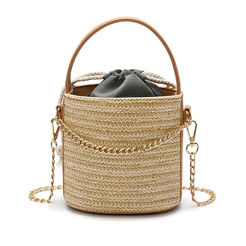 

Women's Zipper Straw Crossbody Bag Solid Color Black / Khaki / Beige