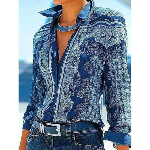 

Women's Geometric Shirt Daily Weekend Blue