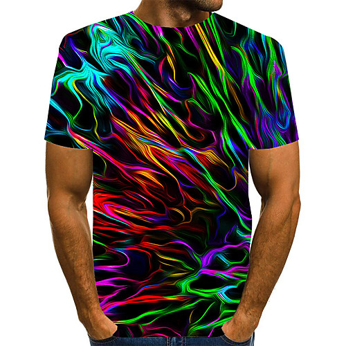 

Men's Graphic Print T-shirt Street chic Exaggerated Daily Going out Rainbow