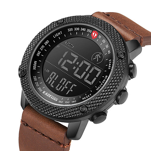 

Men's Sport Watch Digital Modern Style Sporty Genuine Leather Water Resistant / Waterproof Calendar / date / day Alarm Clock Digital Casual Big Face - Black Brown Coffee
