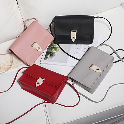 

Women's PU Crossbody Bag Solid Color Black / Red / Blushing Pink