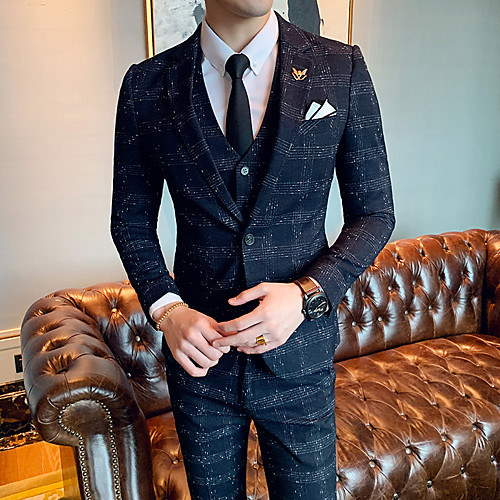 

Tuxedos Standard Fit Notch Single Breasted One-button Cotton / Polyester Solid Colored