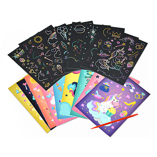 

Drawing Toy Scratch Art Set Magic Scratch Paper Unicorn Cartoon Animal Rainbow Pure Paper Painting Creative Kid's Boys and Girls for Birthday Gifts or Party Favors