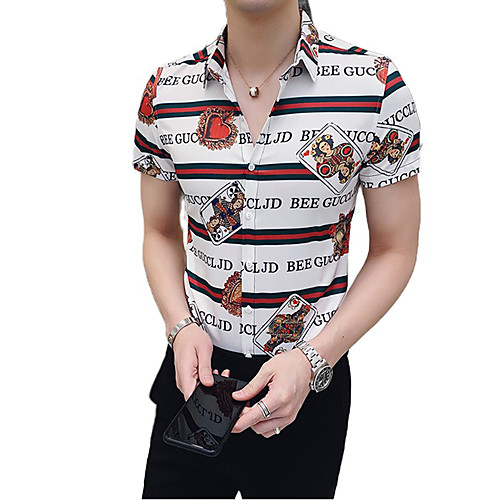 

Men's Graphic Print Shirt Sexy Street chic Daily Going out White