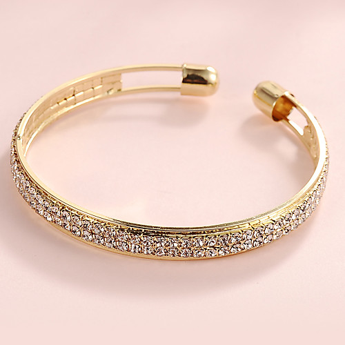 

Women's Cuff Bracelet Classic Blessed Luxury Sweet Rhinestone Bracelet Jewelry Gold For Wedding Party Gift