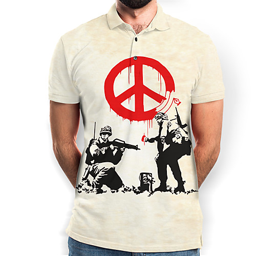 

Men's Graphic Print Polo Basic Daily White
