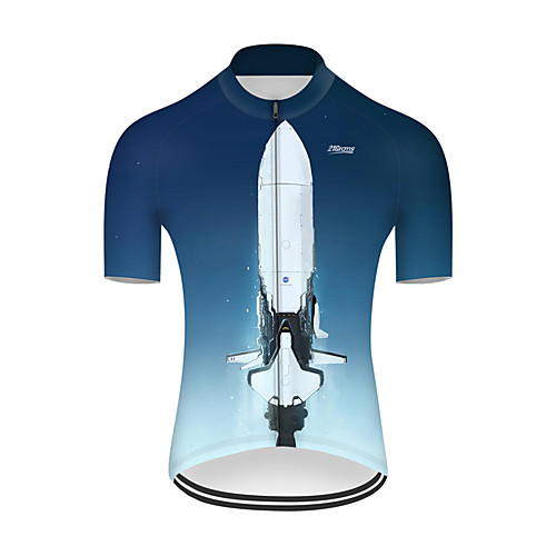 

21Grams Men's Short Sleeve Cycling Jersey Nylon Blue / White Gradient 3D Rocket Bike Jersey Top Mountain Bike MTB Road Bike Cycling Quick Dry Breathable Sports Clothing Apparel / Micro-elastic