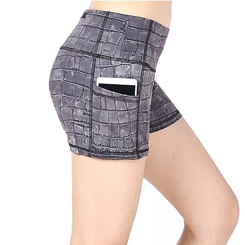 

Women's Yoga Shorts Pocket 3D Print Black Purple Fuchsia Gray Yoga Running Fitness Shorts Sport Activewear Breathable Tummy Control Butt Lift Soft High Elasticity