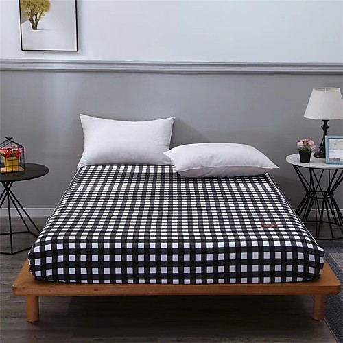 

Grid Stripe Fitted Sheet Bedding /Wrinkle Fade Stain Resistant / 1 Single Fitted Sheet Only