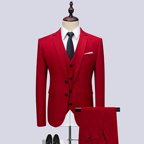 

Tuxedos Tailored Fit / Standard Fit Notch Single Breasted Two-buttons Cotton Blend / Cotton / Polyester Solid Color