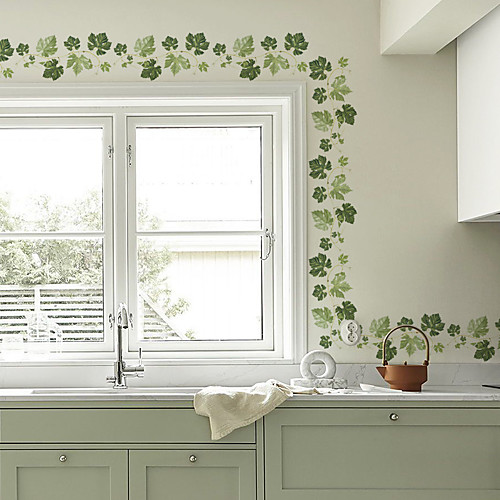 

Green Leaves Vines Botanical Wall Stickers Plane Wall Stickers Decorative Wall Stickers PVC Home Decoration Wall Decal Wall Decoration 1pc 6016cm