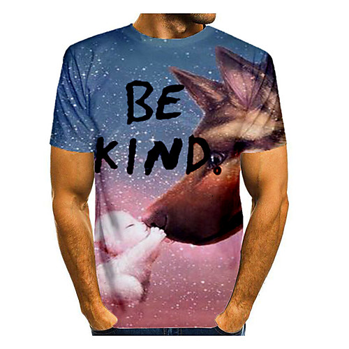 

Men's Graphic Animal Wolf Print T-shirt Basic Daily Blue