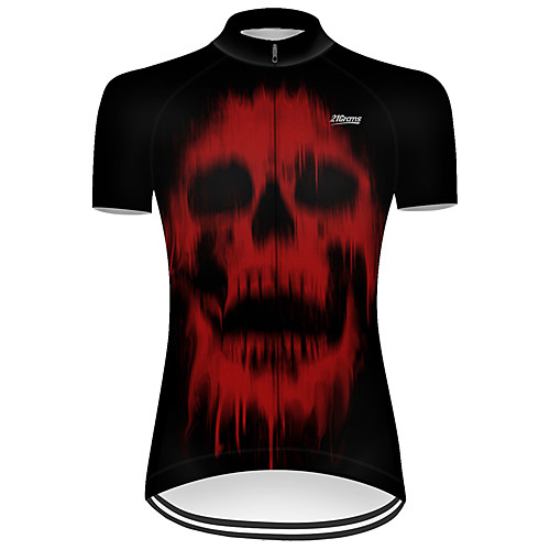 

21Grams Women's Short Sleeve Cycling Jersey Nylon Polyester Black / Red Novelty Skull Floral Botanical Bike Jersey Top Mountain Bike MTB Road Bike Cycling Breathable Quick Dry Ultraviolet Resistant