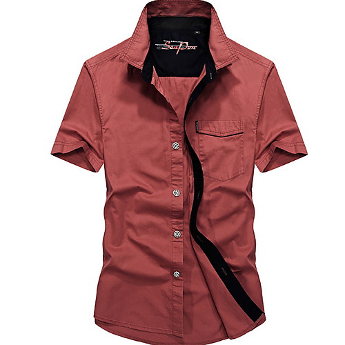 

Men's Solid Colored Print Shirt Daily Army Green / Fuchsia / Khaki / Navy Blue